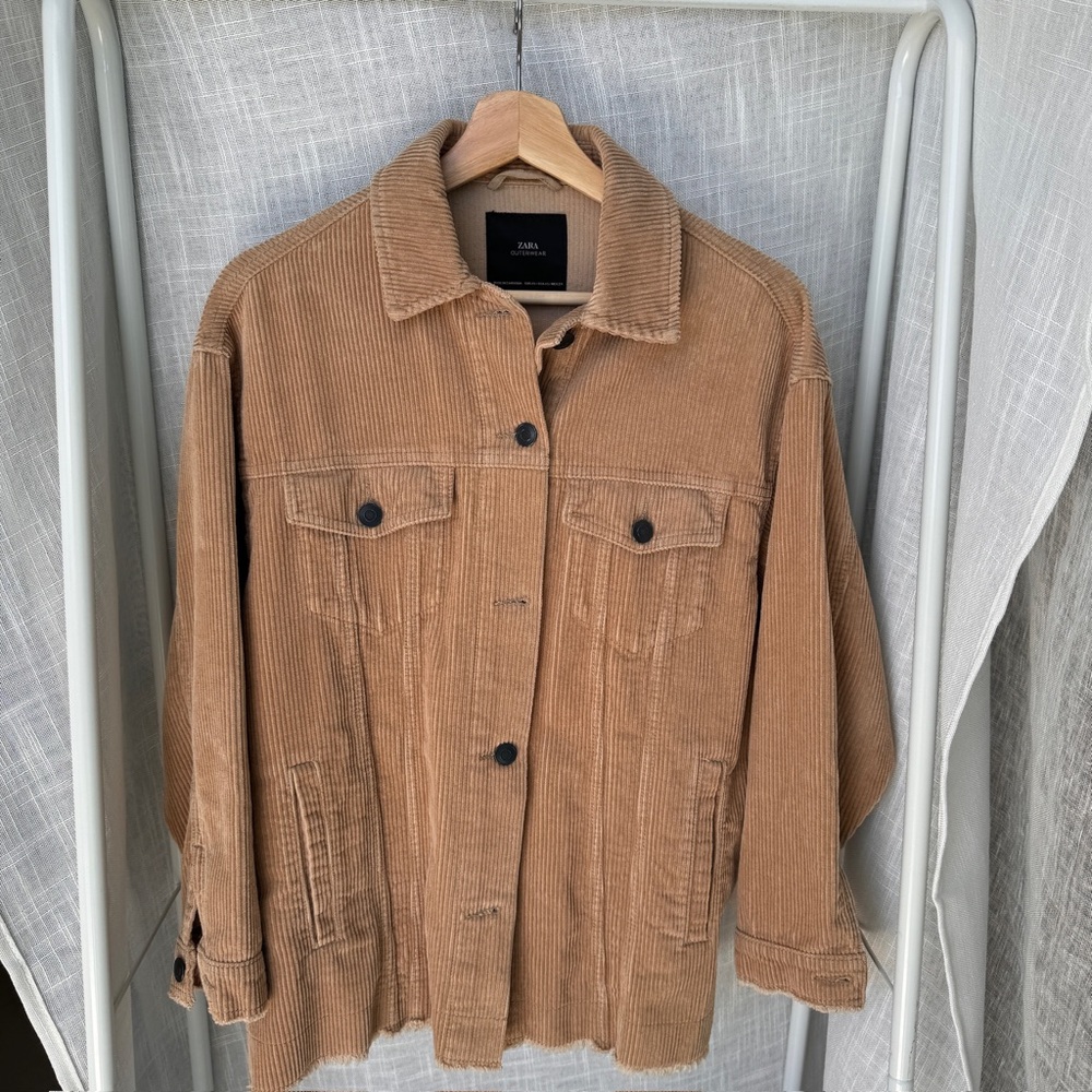 ZARA Oversized Corduroy Brown Shirt Jacket, XS